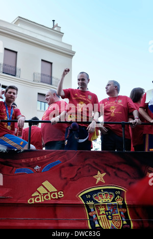 National Soccer Team of Spain in the World Cup South Africa 2010. Reception at Madrid, Spain. Stock Photo