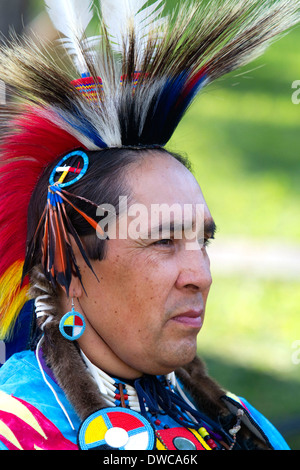 Blackfoot Indian at the Blackfoot Arts and Heritage Festival, Waterton Park, Waterton Lakes National Park, Alberta, Canada. Stock Photo