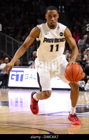 Providence, Rhode Island, USA. 5th Mar, 2014. March 4, 2014; Providence Friars guard Bryce Cotton (11) in action during the NCAA basketball game between the Marquette Golden Eagles and Providence Friars at the Dunkin Donuts Center. Providence defeated Marquette in double overtime 81-80. Anthony Nesmith/CSM/Alamy Live News Stock Photo