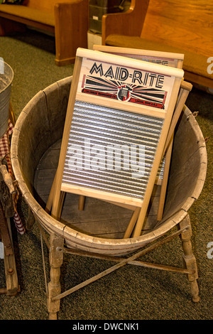 Columbus Washboard Co., Logan, Ohio. The company makes 88 different kinds of washboards which are still in demand. Stock Photo