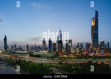 Kuwait, city skyline and central business district, elevated view Stock Photo