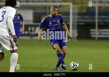 Cyprus, Larnaka- March 05,2014: Ukraine's captain Anatoliy Timoshchuk during the friendly game  between Ukraine  and USA at the Antonis Papadopoulos  stadium in Larnaka on March  05,2014 Credit:  Yiannis Kourtoglou/Alamy Live News Stock Photo