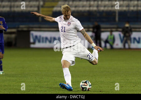 Cyprus, Larnaka- March 05,2014:  USA's  Brek  Shea  during the friendly game  between Ukraine  and USA at the Antonis Papadopoulos  stadium in Larnaka on March  05,2014 Credit:  Yiannis Kourtoglou/Alamy Live News Stock Photo