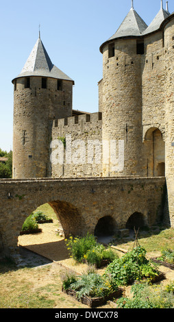 The entrance to the inner keep of Carcassonne castle - medieval castle Stock Photo