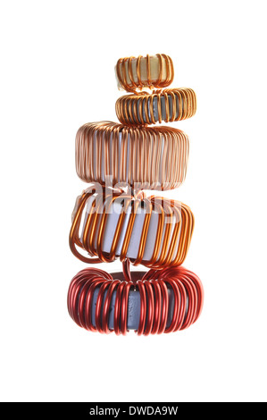 Copper coils isolated on white background Stock Photo