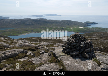 Vatersay and the southernmost islands of the Western Isles, from Ben Tangabhal (Tangaval), Isle of Barra, Scotland, UK Stock Photo