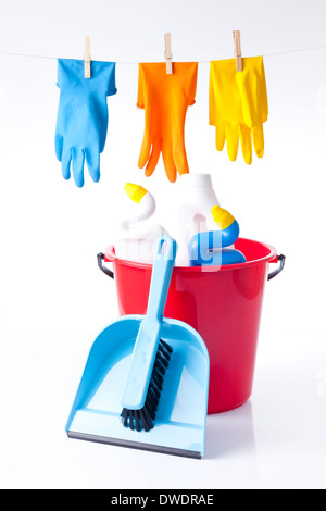 cleaning detergents and equipment Stock Photo