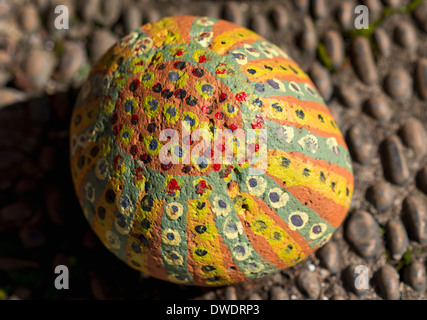 Portugal, Madeira, Santana, painted stone with points, close-up Stock Photo