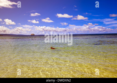 Snorkeling off Mateana Island, Marovo Lagoon, Solomon Islands, South Pacific Stock Photo