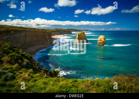 Gog and Magog with the near by Gibson Steps viewed from the cliff face. Stock Photo