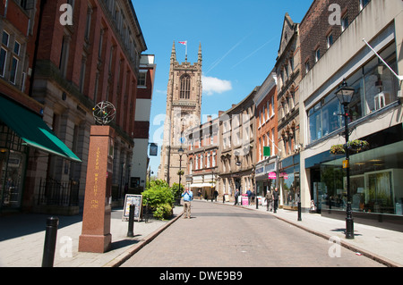 Looking down Iron Gate towards Derby Cathedral, Derbyshire England UK Stock Photo