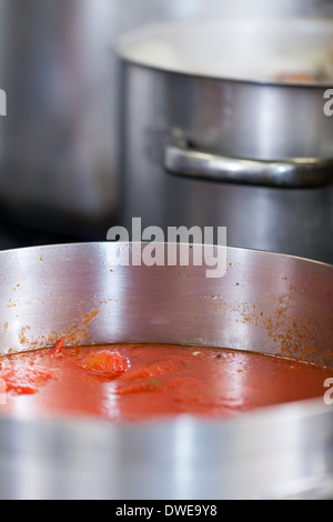 Closeup Of Large Pots On The Stove Chef Cooking At Commercial Kitchen Hot  Job Real Dirty Restaurant Kitchen Stock Photo - Download Image Now - iStock