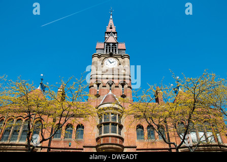 Derby Museum and Art Gallery with the Franco Flemish tower and entrance to the library at the Wardwick, Derbyshire England UK Stock Photo