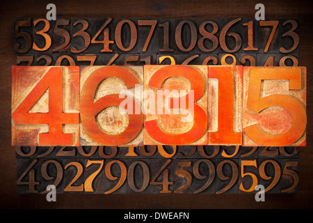 numerical abstract background - numbers in vintage letterpress wood type Stock Photo