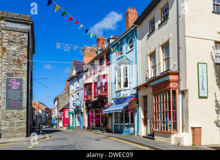 Shops on the High Street, Cardigan, Ceredigion, Wales, UK Stock Photo