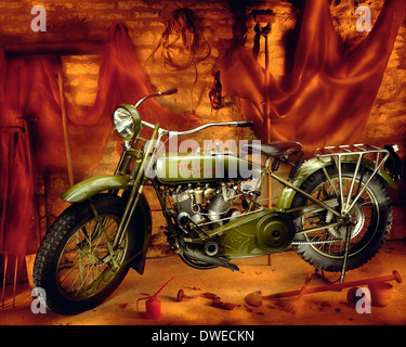 Vintage Harley Davidson Motorcycle Stock Photo