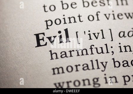 dictionary evil definition fake word alamy