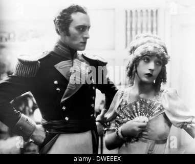 Conrad Nagel and Marion Davies, on-set of the Silent Film, 'Quality Street' Directed by Sidney Franklin, 1927 Stock Photo