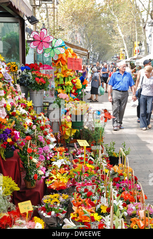 a flower stall on la rambla in Barcelona, Spain Stock Photo