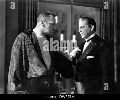 Wallace Beery and John Barrymore, on-set of the Film, 'Grand Hotel' directed by Edmund Goulding, 1932 Stock Photo