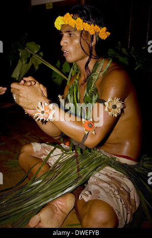 A Gilbertese dance group performs a Tamure dance at PT-109 Bar & Restaurant, Gizo, Ghizo Island, Solomon Islands Stock Photo