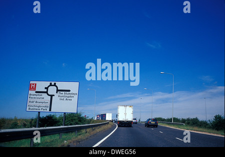 A Roadside along the A14 in Cambridgeshire taken from inside a moving car Stock Photo