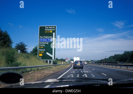 A Roadside along the A14 in Cambridgeshire taken from inside a moving car Stock Photo