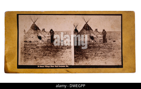 Sioux Village Near Fort Laramie, Wyoming Territory, circa 1880's Stock Photo