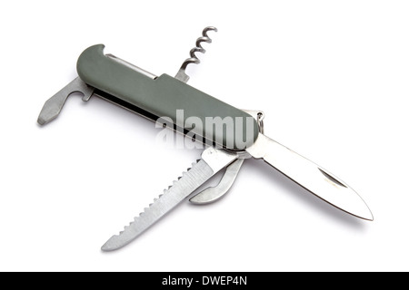 Multi-function knife closeup on white background Stock Photo