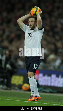 England v Denmark - football friendly International . . Wembley, London, UK . . 05.03.2014 Luke Shaw, England. **This picture may only be used for editorial purposes** Pic: Paul Marriott Photography Stock Photo