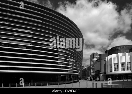 The Curve and Athena buildings, Leicester town, Leicestershire, England; UK Stock Photo