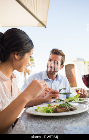 Happy couple on a dinner date Stock Photo