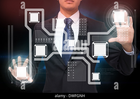 Businessman touching interface Stock Photo