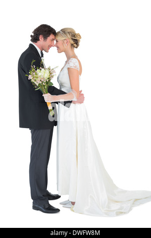 Bride and groom with head to head Stock Photo