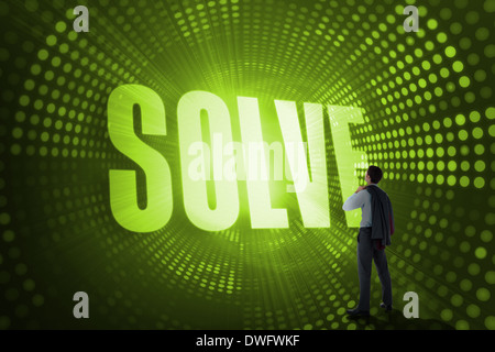 Solve against green pixel spiral Stock Photo