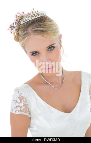 Close-up of bride over white background Stock Photo