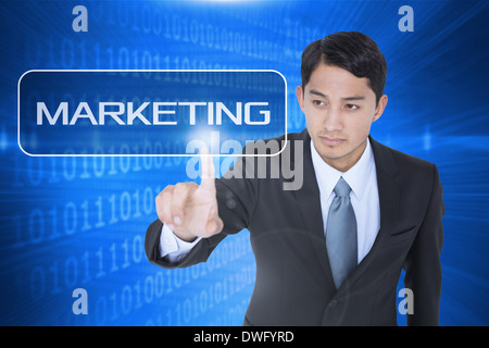 Marketing against futuristic shiny binary code Stock Photo