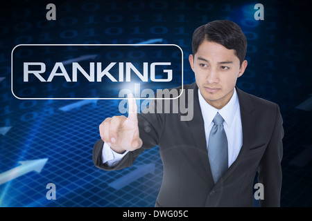 Ranking against grid and arrows on black background Stock Photo