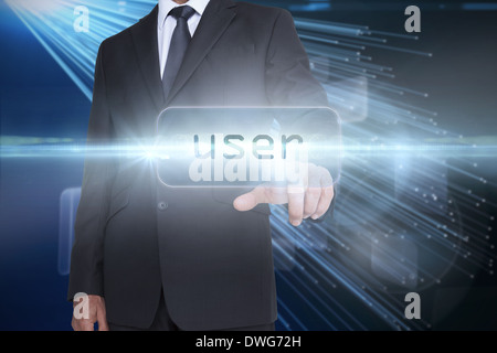 User against abstract technology background Stock Photo