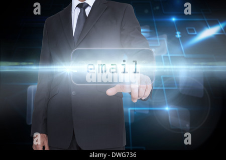 Email against black background with shiny squares Stock Photo