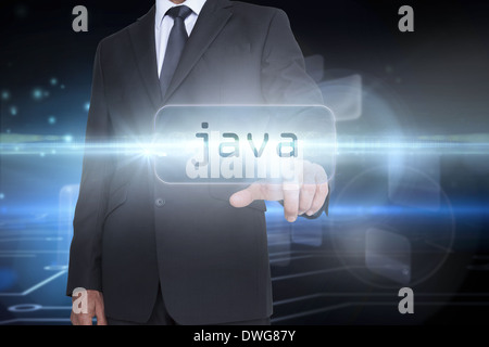 Java against circuit board on futuristic background Stock Photo