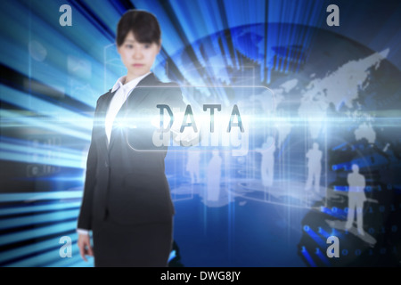 Data against digital earth background Stock Photo