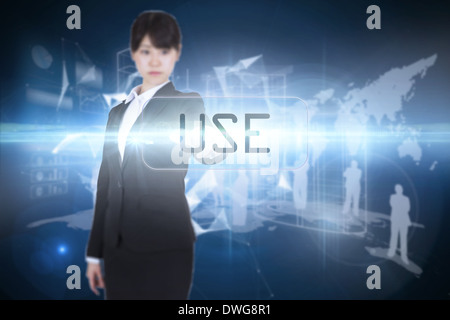 Use against glowing technological background Stock Photo