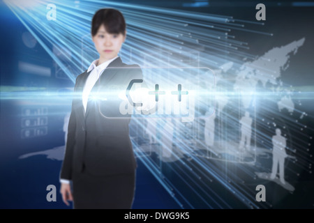 C   against abstract technology background Stock Photo