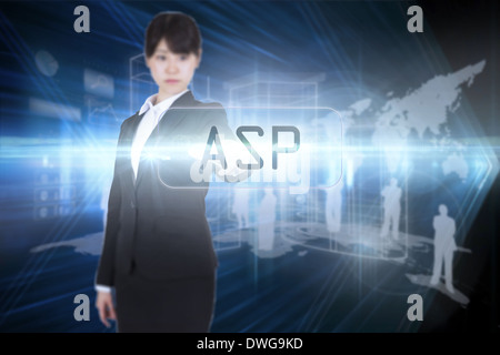 Asp against shiny arrow lines on black background Stock Photo