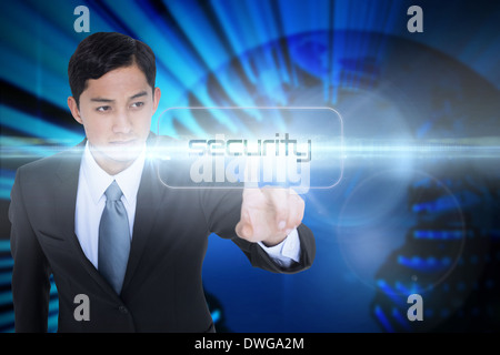 Security against digital earth background Stock Photo
