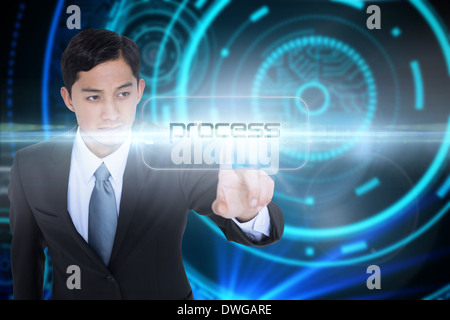 Process against futuristic technological background Stock Photo