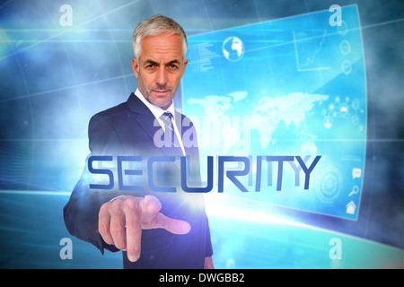 Security against futuristic technology interface Stock Photo