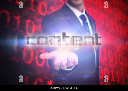 Content against shiny red binary code on black background Stock Photo