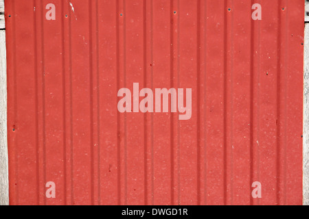 The Red corrugated fence. Stock Photo